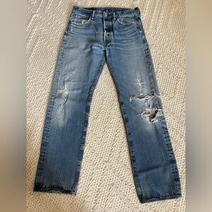 Levi 501 distressed jeans